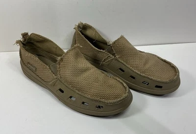 Crocs Cove Mocasines Deportivos Caqui Para Hombres 11M Marrón Envejecido Flecos Playa Grunge Foto 1 de 4