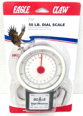 New Genuine Eagle Claw 50lb Fishing Dial Scale W/ Tape Measure - Image 1 of 2