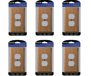 Duplex Outlet Wallplate 1-Gang Oak-Wood-Look, Amerelle 901D Contemporary (6-PK) - Picture 1 of 4