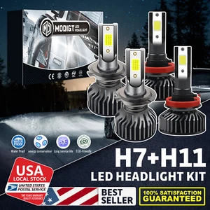 H7&H11/H8/H9 Car&Truck LED 6000K 100W Headlight Bulbs Conversion kit White 2X - Picture 1 of 20