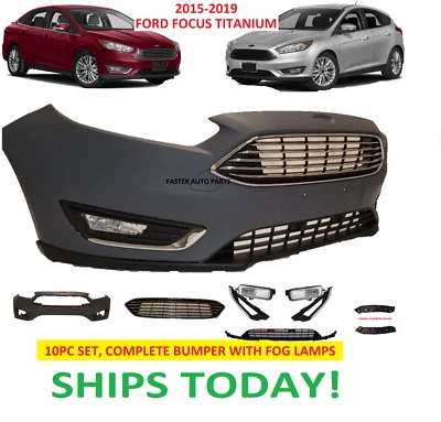 2015 - 2019 FORD FOCUS FRONT BUMPER  TITANIUM  GRILLS FOG LAMPS  - Image 1 of 4