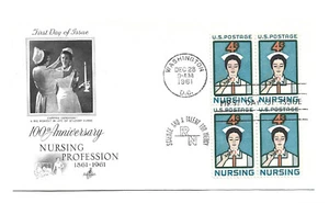 1190 Nursing ArtCraft bloque de 4 FDC - Imagen 1 de 1