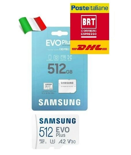 Samsung EVO Plus 512GB Classe 10, UHS Speed Class 3 microSD Scheda di Memoria. - Immagine 1 di 4