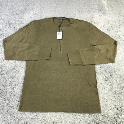 John Varvatos Sweater Mens Large L  Green Collection Luxury Henley  New $298 A32 - Image 1 of 4