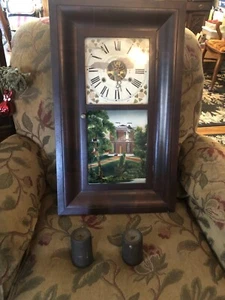 ANTIQUE UNION MANUFACTURING OGEE BRISTOL CONN. 2 WEIGHT CLOCK CHIME RARE c.1845 - Picture 1 of 7