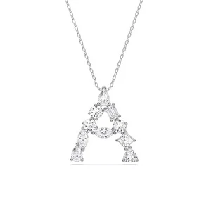0.50Ct F-G/VS A-Alphabet Multi Shape Lab Grown Diamond Pendant in 925 Silver - Picture 1 of 12