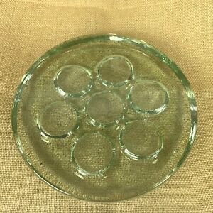 Abstract Designed Sheer Aqua Green Heavy Glass Tealight Candle Holder 7 Spots