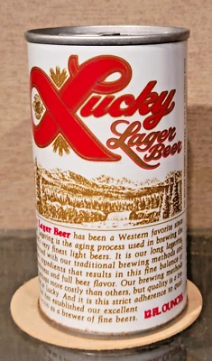 1970 BOTTOM OPEN LUCKY LAGER PULL TAB BEER CAN WALTER PUEBLO CO DK BRN ACC EMPTY - Image 1 of 4