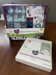 New Parents Choice Bottle Starter Gift Set + 3 Cotton Swaddles Baby Shower NIP - Picture 1 of 6