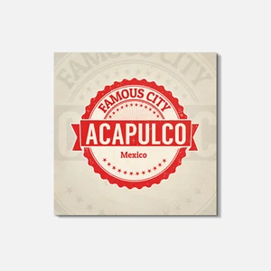 Acapulco City Mexico Grunge Travel 4'' X 4'' Square Wooden Coaster - Picture 1 of 3