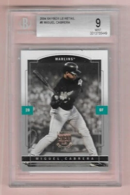 MIGUEL CABRERA 2004 SKYBOX RETAIL SEGUNDO AÑO TARJETA INSERTADA #8 CLASIFICACIÓN BGS 9 COMO NUEVA MLB Foto 1 de 2