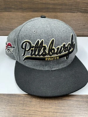 New Era Pittsburgh Pirates Script Hat Spellout Cap 100% Wool Snapback MLB Gray - Imagem 1 de 4