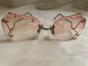 Vintage Cassandra Rimless Women’s Prescription Drop Frame Blush colored Lens - Picture 1 of 12