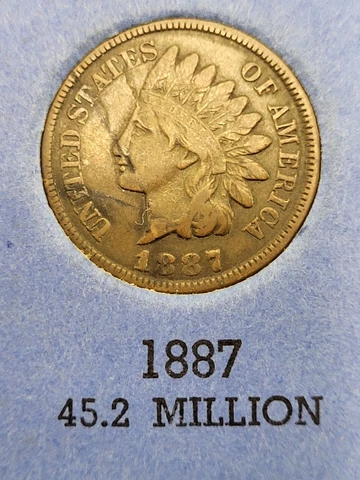 1887 US Indian Head Penny Coin - Estate Find Blue Book Collection Liquidation Cover