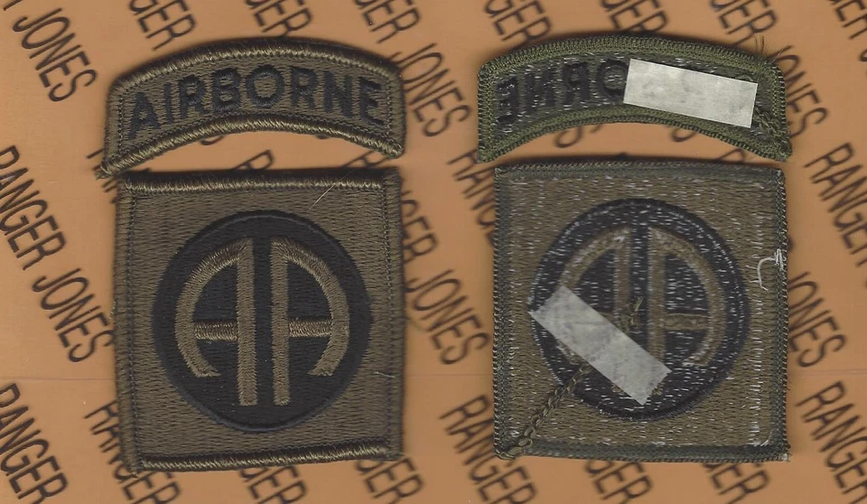 US Army 82nd Airborne Division OD Green & Black BDU uniform patch m/e - Image 1 of 1