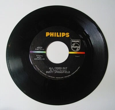 45 RPM DUSTY SPRINGFIELD All Cried Out b/w I Wish I'd Never PHILIPS Brit Pop VG+ - Image 1 of 3