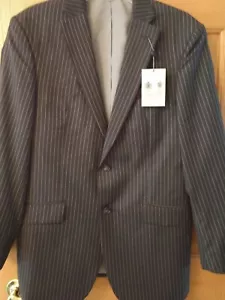 Austin Reed Men's Dark Gray Pin Stripe Wool Blazer Suit Jacket 40R NWTs - Picture 1 of 8