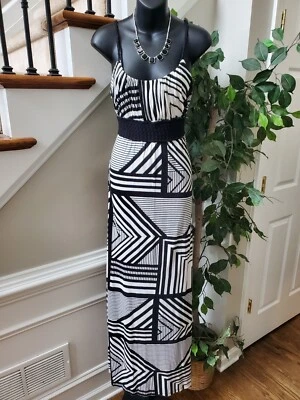 Banana Republic Women's Black & White Scoop Neck Sleeveless Long Maxi Dress S - Image 1 of 4
