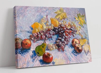 VINCENT VAN GOGH, UVAS LIMÓN PERAS Y MANZANA - LONA ENMARCADA PROFUNDA IMPRESIÓN ARTÍSTICA Foto 1 de 2