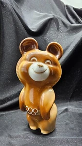 Vintage 1980 Olympics Bear Symbol Porcelain Ceramic Hand Painted Adorable Object - Picture 1 of 9
