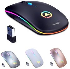 Renewgoo GameOn Computer Mouse USB Rechargeable Wireless Gaming LED Color 2.4G