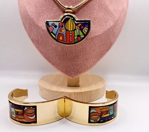 Vintage MICHAELA FREY Pink Enamel Brooch Austrian Floral Lapel Pin Anniversary - Zdjęcie 1 z 6