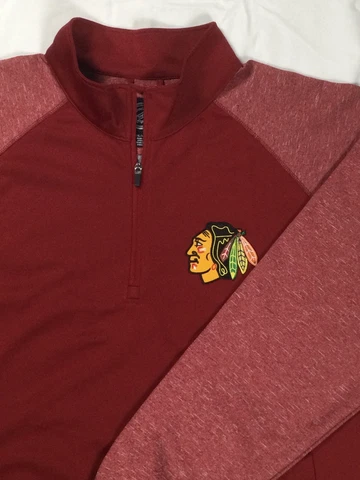 Chicago Blackhawks Men's 2XL XXL 1/4 Zip Pullover Sweatshirt Red NHL Cover