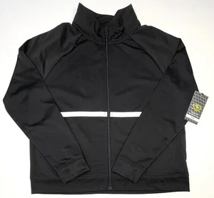 ATHLETIC WORKS Kids XL (14-16) Plus Black Soot Stripe Full-Zip TRACK JACKET NWT - Picture 1 of 9