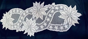 Table Runner Crochet Floral Design 100% Cotton - Picture 1 of 7