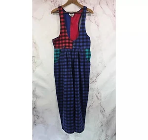 Vintage Jumpsuit Damen Small Medium 90s Gingham Kariert Slouchy Gaucho Tank - Bild 1 von 15