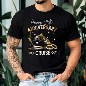 25th Anniversary Cruise Matching Shirt Funny Wedding Gift for Husband Wife - Picture 1 of 6