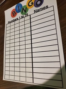 New BINGO 25 Sheets LOTERIA CHALUPA RAFFLE SHEET Notes Slot for Numbers & Names - Picture 1 of 3