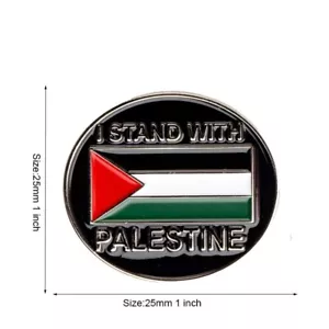 I Stand With Palestine - Enamel Flag Lapel Pin Badge - Foto 1 di 1