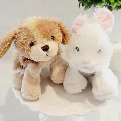 Lot Of 2 GANZ WEBKINZ Soft Shaggy Dog & Soft Shaggy Bunny Rabbit - NO CODES - Image 1 of 4