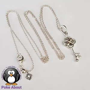 Genuino Pandora Colgante y Collar Llave y Flor 399339C01 70cm Plata y Oro - Imagen 1 de 8