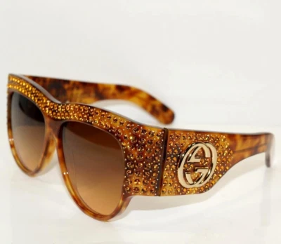 NUEVO Gafas de sol Gucci GG0144S 003 Havana con lentes degradadas marrones 56 mm último Foto 1 de 4