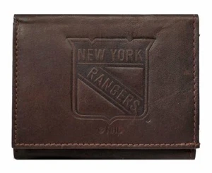NHL TEAM BROWN LEATHER TRI-FOLD WALLET EMBOSSED TEAM LOGO NEW - Picture 1 of 14