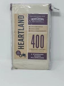 Fundas de almohada Heartland Homegrown 400 TC 100 % algodón tejido percal ESTÁNDARD marfil - Imagen 1 de 2