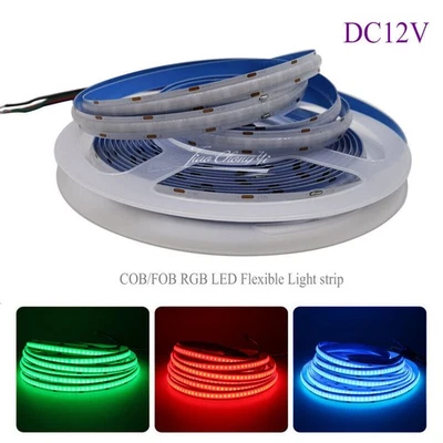 DC12V 24V COB LED strip 756 LEDs/m RGB Flexible Led Strip High Density FOB Light - Image 1 of 4