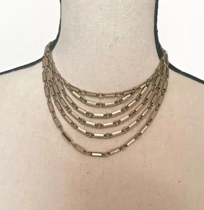 Vintage antike goldfarbene unsignierte 6-lagige Stabgliederkette 14 Zoll Nachlassverkauf Rarität - Bild 1 von 19