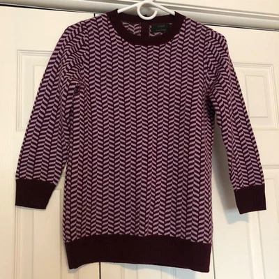 J.Crew Collection Cashmere Sweater Size S (estimated) Purple Herringbone Preppy - Image 1 of 4
