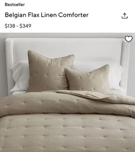 POTTERY BARN BELGISCHE FLACHS LEINEN BETTDECKE, KING/CAL KING ~ DUNKLER FLACHS - Bild 1 von 6