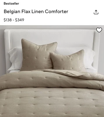POTTERY BARN BELGIAN FLAX LINEN COMFORTER, KING/CAL KING ~ DARK FLAX - Image 1 of 4
