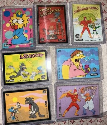 THE SIMPSONS SERIES 1 WIGGLE LENTICULAR SKYBOX 1993 CHASE CARD SET (W1-W9) - Image 1 of 4