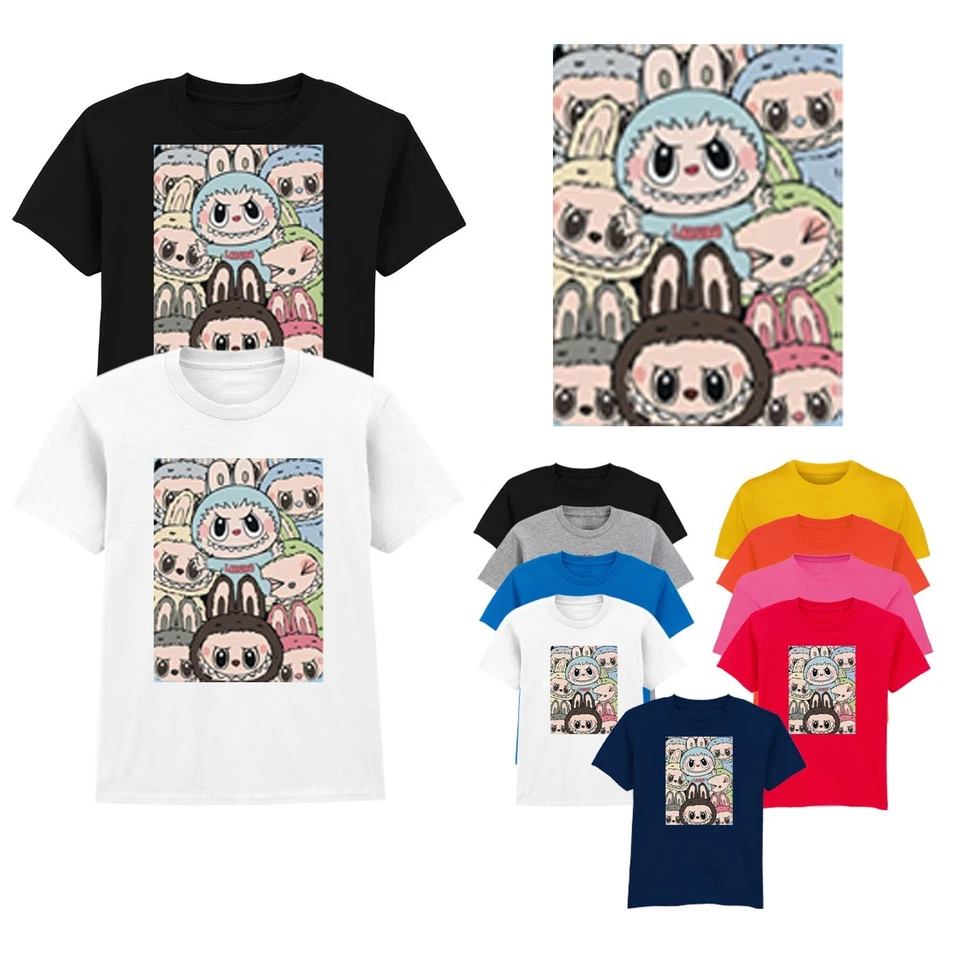 Labubu Montage Kids T-Shirt New Trending Top Cute Viral Labubu Childrens Tshirt - Image 1 of 4