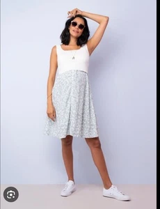 Seraphine Maternity Nursing Dress UK 6 Knit & Woven Summer Ditsy Floral Atisha - Picture 1 of 15