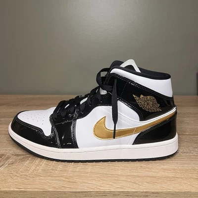 Nike Air Jordan 1 Mid SE 'Patente Negro/Dorado' - Para hombres Talla 11 Foto 1 de 4