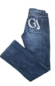 Jeans Guess vita bassa bootcut donna taglia 30 grande logo ricamato lavaggio scuro Y2K  - Foto 1 di 10