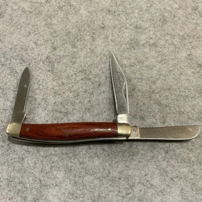 Cuchillo de bolsillo Sheffield de acero inoxidable de 3 hojas con asas de madera buen ajuste Foto 1 de 4