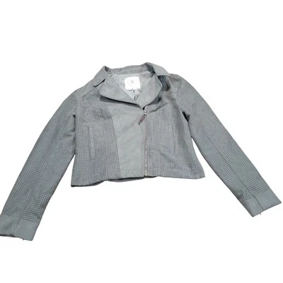 Hei Hei Anthropologie Gray Vegan Suede Moto Jacket Women Size M Lazer Cut - Image 1 of 4